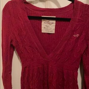 Sweater shirt with low V-neck